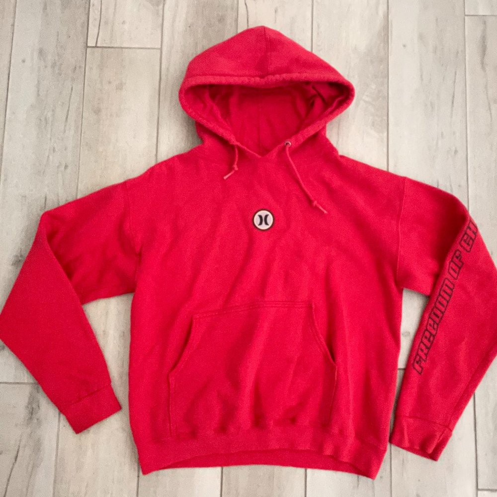 VTG Hurley Red Hoodie Freedom Of Choice Sweatshirt Made in USA Sz S 1990s Skate